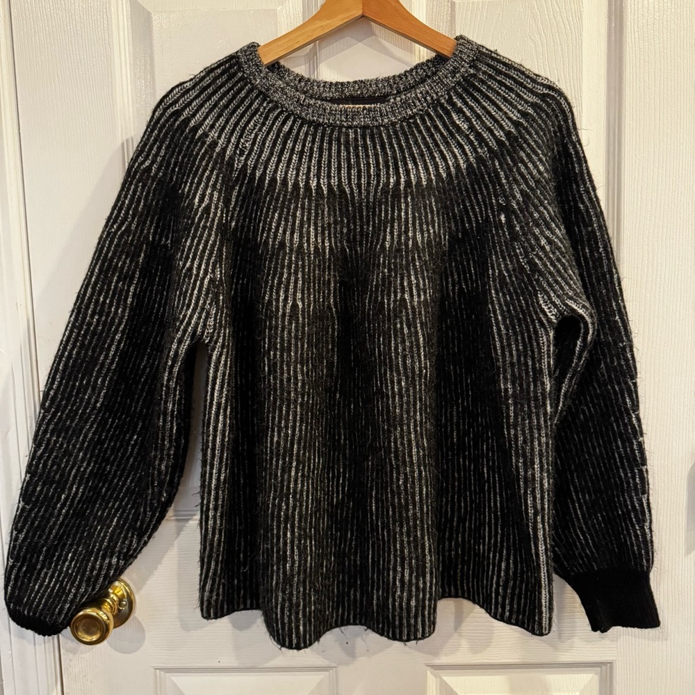 Lane Bryant Ribbed Cozy Sweater Black Gray Soft Knit Plus Size XL
